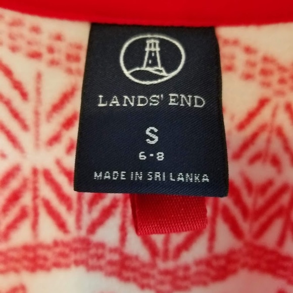 SOLD⭐⭐Land's End red white fleece sweater sm - Picture 2 of 4